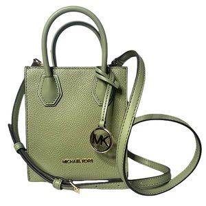Michael Kors Mercer XS Pebbled Leather Crossbody Bag (light Sage)